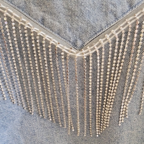 Forever 21 Blue Jean Jacket with Silver Fringe - Picture 6 of 14